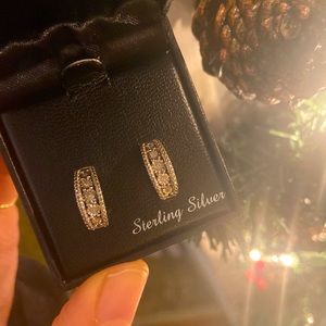DIAMOND and sterling silver stud earrings